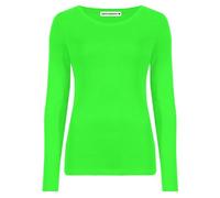 Janisramone Frauen Damen Runden Hals Lange Ärmel T-Shirt Dehnbar Plain Fitted Basic Jersey Beiläufig Tee Oben