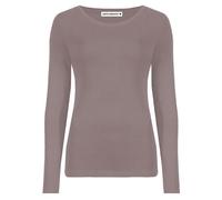Janisramone Frauen Damen Runden Hals Lange Ärmel T-Shirt Dehnbar Plain Fitted Basic Jersey Beiläufig Tee Oben