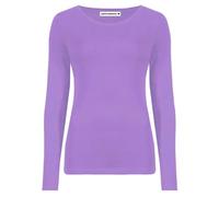 Janisramone Frauen Damen Runden Hals Lange Ärmel T-Shirt Dehnbar Plain Fitted Basic Jersey Beiläufig Tee Oben