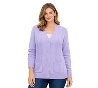 janisramone Grob Aran-Strickjacken für Damen, Knopfleiste, V-Ausschnitt, Diamantmuster, Damen-Strickjacke, lange Ärmel, gestrickter Damenpullover mit 2 Vordertaschen, warme Strickjacke, Damen Cardigan