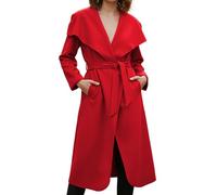janisramone Italienischer Wasserfall-Staubmantel für Damen, Premium, langer Trench-Jacke, stilvolle warme Winter-Cardigan für Damen, Oberbekleidung, Größen 36-50, rot, 16-22