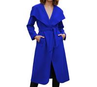 janisramone Italienischer Wasserfall-Staubmantel für Damen, Premium, langer Trench-Jacke, stilvolle warme Winter-Cardigan für Damen, Oberbekleidung, Größen 36-50, königsblau, 16-22
