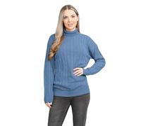 janisramone® Polo-Pullover mit hohem Halsausschnitt für Damen, Zopfstrickpullover, langärmeliger Pullover, lässiger Rollkragen-Tops für Damen, Winter, lässig, Damenpullover, Größe 36-54, denim,
