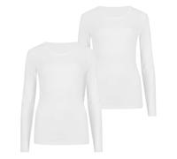 Janisramone® Tshirt Damen, 2ER Pack Basic Langarmshirt Damen, Rundhals Slim Fit Leicht Fitness Oberteil, Schmucklos Ausgeh Top, Dehnbar Sommer Tops