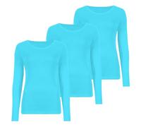 Janisramone® Tshirt Damen, 3ER Pack Slim Fit Basic Langarmshirt Damen, Rundhals Leicht Fitness Oberteil, Dehnbar Sommer Tops, Schmucklos Ausgeh Top