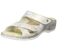 Janna Bequeme Damen Pantolette von Berkemann aus Leder mit herausnehmbarem Fußbett, Stretcheinsätzen und Klettverschluss, Damenhausschuh Sandale