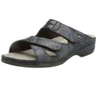 Janna Bequeme Damen Pantolette von Berkemann aus Leder mit herausnehmbarem Fußbett, Stretcheinsätzen und Klettverschluß, Damenhausschuh Sandale