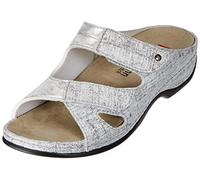 Janna Bequeme Damen Pantolette von Berkemann aus Leder mit herausnehmbarem Fußbett, Stretcheinsätzen und Klettverschluß, Damenhausschuh Sandale