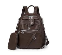 JANSBEN Leder Rucksack Damen Klein, Elegant Cityrucksack Modern Anti-Diebstahl Tagesrucksack Backpack Women Wasserdicht Mini Damenrucksack 2 in 1 für Lässig Schule Reise Arbeit Braun