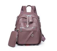 JANSBEN Leder Rucksack Damen Klein, Elegant Cityrucksack Modern Anti-Diebstahl Tagesrucksack Backpack Women Wasserdicht Mini Damenrucksack 2 in 1 für Lässig Schule Reise Arbeit Lila