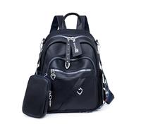 JANSBEN Leder Rucksack Damen Klein, Elegant Cityrucksack Modern Anti-Diebstahl Tagesrucksack Backpack Women Wasserdicht Mini Damenrucksack 2 in 1 für Lässig Schule Reise Arbeit Blau