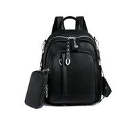 JANSBEN Leder Rucksack Damen Klein, Elegant Cityrucksack Modern Anti-Diebstahl Tagesrucksack Backpack Women Wasserdicht Mini Damenrucksack 2 in 1 für Lässig Schule Reise Arbeit Schwarz