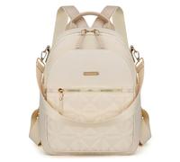 JANSBEN Rucksack Damen Klein, Cityrucksack Anti-Diebstahl Schultasche Nylon Schultertaschen Daypacks Damen Rucksackhandtaschen für Lässig Schule Reise Arbeit,Beige