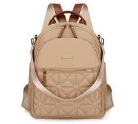 JANSBEN Rucksack Damen Klein, Cityrucksack Anti-Diebstahl Schultasche Nylon Schultertaschen Daypacks Damen Rucksackhandtaschen für Lässig Schule Reise Arbeit,Khaki