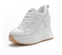 JAOOUU Damen Sneakers Wedges mit Keilabsatz Leichte Plateau Sneaker Turnschuhe mit Dicken Sohlen Modische Freizeitsportschuhe Weiss 34EU