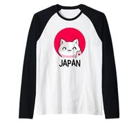 Japan Lucky Cat Sun Rising Reiseoberteile, T-Shirts und Accessoires Raglan