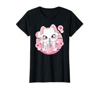 Japanisch Anime Katze Kawaii Bubble Tea Damen Mädchen Kinder T-Shirt