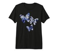 Japanische ästhetische Shibori-Batik-Schmetterlinge Premium T-Shirt