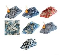 Japanische Baumwolle und Leinen Furoshiki Wickeltuch-Set, 7 Stück Stoffquadrate zum Verpacken, Patchwork, Quilten und DIY Handwerk