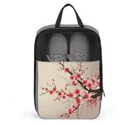 Japanische Blumen-Schuhtasche mit Kirschblüten-Motiv, Reise-Schuh-Organizer, wasserabweisend, Schuhbeutel mit Reißverschluss, Sneaker, Staubbeutel, grau, Einheitsgröße, modern, grau, Einheitsgröße,