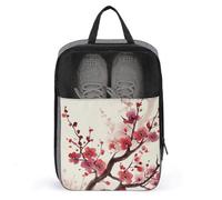 Japanische Frühlings-Pflaumen-Blumen-Schuhtasche, Reise-Schuh-Organizer, wasserabweisend, Schuhbeutel mit Reißverschluss, Sneaker, Staubbeutel, grau, Einheitsgröße, modern, grau, Einheitsgröße, Modern