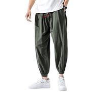 Japanische Kimono Freizeithose lose Harajuku Hose Japan Herren Traditionelle bestickte asiatische Kleidung Yukata Stil Harem Kostüm Armeegrün M