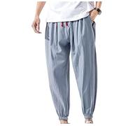 Japanische Kimono Freizeithose lose Harajuku Hose Japan Herren Traditionelle bestickte asiatische Kleidung Yukata Stil Harem Kostüm hellblau XL