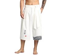 Japanische Kimono-Hose Baumwolle und Leinen Traditionelle Badehose Weich Bequem Sommershorts mit Drawstring Gummibund Kungfu Yoga Kurze Hose 2025 Trainingshorts Casual Schlafhose L-4XL