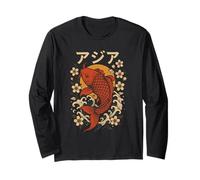 Japanische Koi-Fische, Wellen, asiatische Kunst, Vintage-Koi-Fisch, Herren, Damen Langarmshirt