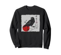 Japanische Krähe Kunst Rabe Red Sun Ink Bird Culture Style Sweatshirt