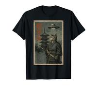 Japanische Ninja-Katze UFO-Tempel Ukiyo-e Kunst Männer Frauen Kinder T-Shirt
