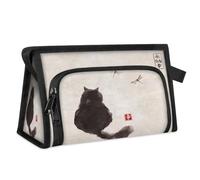 Japanische schwarze Katze, Malerei, Reise-Kulturbeutel für Damen, Herren, Mädchen, Jungen, multifunktionale Make-up-Tasche, Kosmetik-Organizer, Duschtasche, farbe, M, Taschen-Organizer