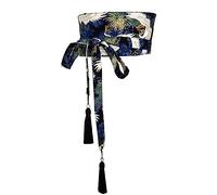 Japanische Traditionelle Kimono Gürtel Frauen Korsett Quaste Gürtel Blau Welle Muster Breite Gürtel Yukata Kran Haori Obi Asiatische Taille Gürtel, 9, 15cm width