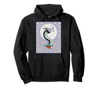 Japanischer Drache Sakura Blüte Vollmond Fantasy Art Travel Pullover Hoodie