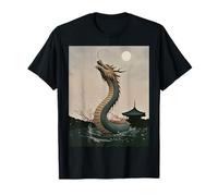 Japanischer Drache Sakura Blüte Vollmond Fantasy Art Travel T-Shirt