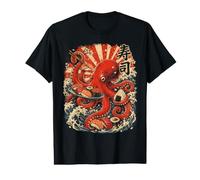 Japanischer Kaiju Kraken Oktopus Sushi Ukiyo-e Herren Damen Preisgünstiges Grafik-T-Shirt