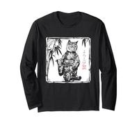 Japanischer Kimono Katze Kunst Elegant Katze Sakura Yorokobi Langarmshirt