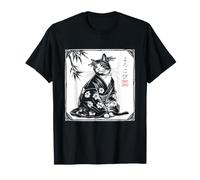 Japanischer Kimono Katze Kunst Elegant Katze Sakura Yorokobi T-Shirt