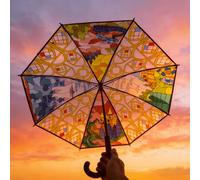 Japanischer Stil Buntglasfenster Blumen transparenter Regenschirm, langer Griff, große Größe, dick, hochwertig, fotogenes Requisit, Muttertagsgeschenk