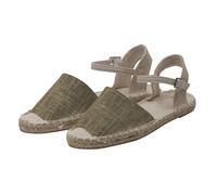 Japanwelt Espadrilles Damen Espadrilles Riemchen Canvas offen Slipper Sommersandalen Beige 36