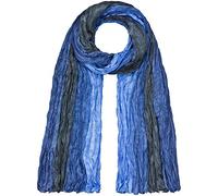 Japanwelt Seidenschal 100% Seide - elegantes Damen Halstuch gekreppt Crash-Schal 90x180 cm Farbverlauf Blau Grau Hellblau