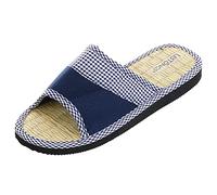 Japanwelt Zimtlatschen LesTôngs Vichy Karo - offene Zimtsandalen für Damen - leichte & gesunde Zimtsohle - Sommer-Zimtschuhe in Blau-Weiß 41/42