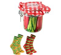 JAR SOCKS - 2 Paar bunte Socken Chili und Erbsen in einem PCV-Glas, Größen 36-40, In der EU produziert. Ideal als Geschenk! höchste Qualität der Baumwolle und einmalige Muster!, 36/40 (S)