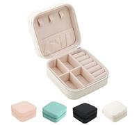 JARAGAR Kleine Schmuckschatulle, Tragbare Reise Schmuckschatulle Organizer Leder Mini Reise Schmuckschatulle für Ringe Ohrringe Halskette Armbänder Schmuck Geschenk für Frauen Mädchen
