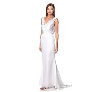 Jarlo London Damen Electra Maxikleid mit Wasserfallfallausschnitt Kleid, elfenbeinfarben, 40