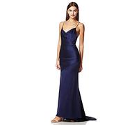 Jarlo London Damen Roxanne Maxikleid mit Wasserfallausschnitt und offenem Rücken Kleid, Navy, 32