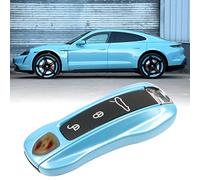 Jaronx Kompatibel mit Porsche Schlüsselanhänger Abdeckung, Kompatibel mit Porsche Cayenne Panamera Schlüsselanhänger Abdeckung 2018-2023, Kompatibel mit Porsche Carrera Taycan Schlüsselzubehör 2020-2023 (Crystal Blue-New)