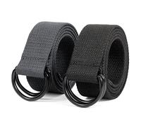 JasGood 2 Stück Herren Canvas Gürtel, Gewebter Casual Gürtel, 3.8cm Breit,A-Schwarz+Blau,135cm(für Taillengröße 100cm-114cm)