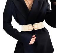 JasGood Damen Breiter Elastischer Taillengürtel Vintage Hüftgürtel Stretchy Kleider Gürtel mit Goldener Schnalle,Beige,90cm