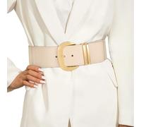 JasGood Damen Breiter Gürtel Elastischer Taillengürtel für Kleider Stretchy Gürtel Hüftgürtel Goldener Schnalle Gürtel für Damen,Beige,90cm
